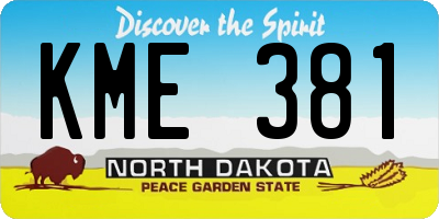 ND license plate KME381