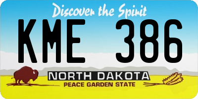 ND license plate KME386