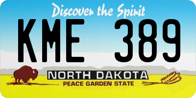 ND license plate KME389