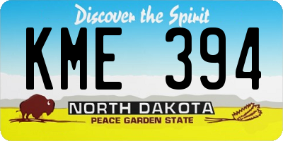 ND license plate KME394