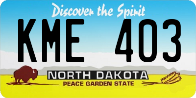 ND license plate KME403