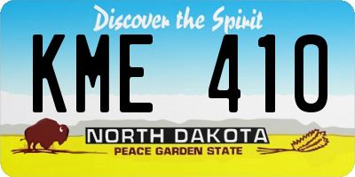 ND license plate KME410