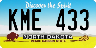 ND license plate KME433