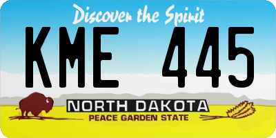 ND license plate KME445