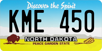 ND license plate KME450