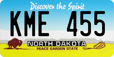 ND license plate KME455