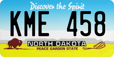 ND license plate KME458