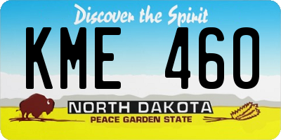 ND license plate KME460