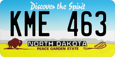 ND license plate KME463
