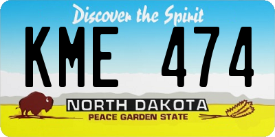 ND license plate KME474
