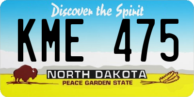 ND license plate KME475