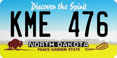 ND license plate KME476