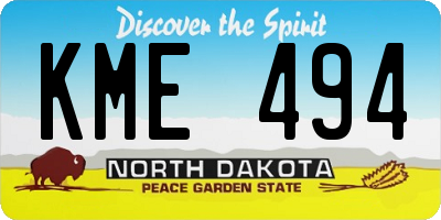 ND license plate KME494