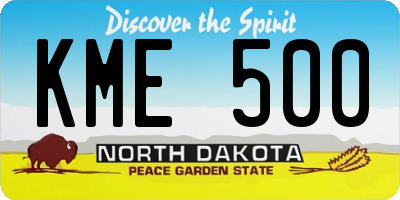 ND license plate KME500