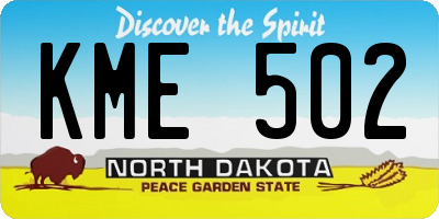 ND license plate KME502