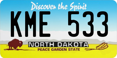 ND license plate KME533