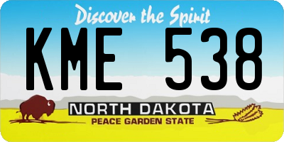 ND license plate KME538