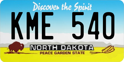 ND license plate KME540