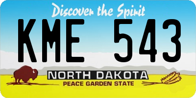 ND license plate KME543