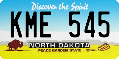ND license plate KME545