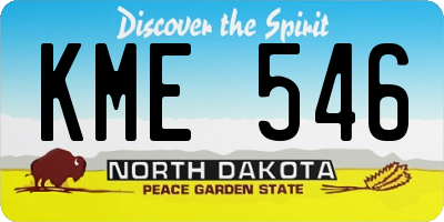 ND license plate KME546