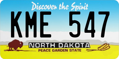 ND license plate KME547