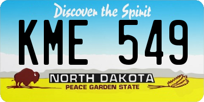 ND license plate KME549