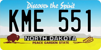 ND license plate KME551