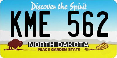 ND license plate KME562