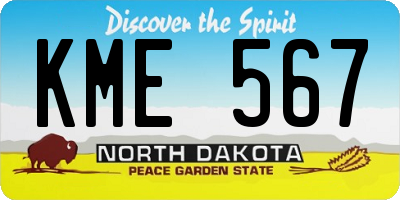 ND license plate KME567