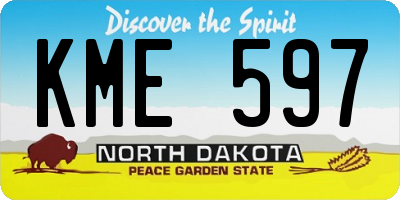 ND license plate KME597