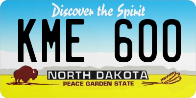 ND license plate KME600