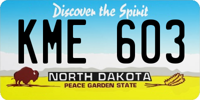 ND license plate KME603
