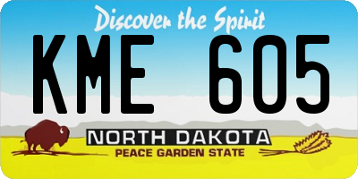 ND license plate KME605