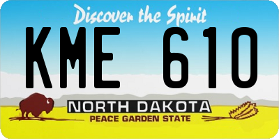 ND license plate KME610