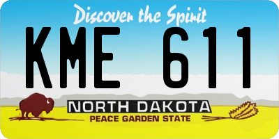 ND license plate KME611