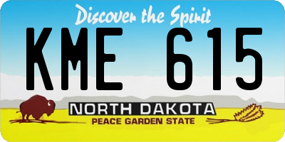 ND license plate KME615