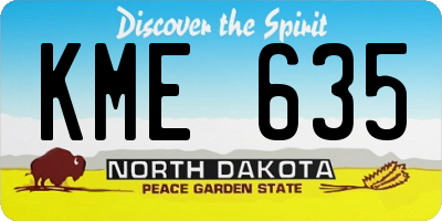 ND license plate KME635