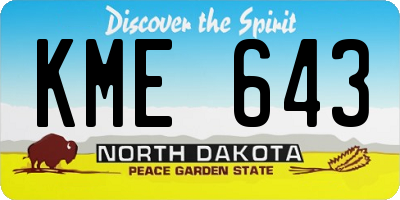 ND license plate KME643