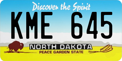 ND license plate KME645