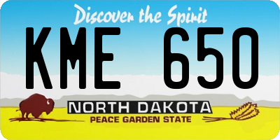 ND license plate KME650
