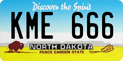 ND license plate KME666