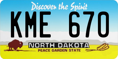 ND license plate KME670