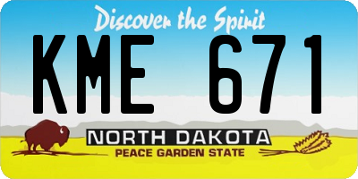 ND license plate KME671