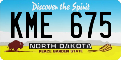 ND license plate KME675