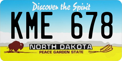 ND license plate KME678