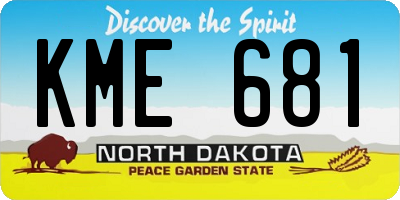 ND license plate KME681