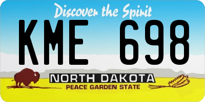 ND license plate KME698