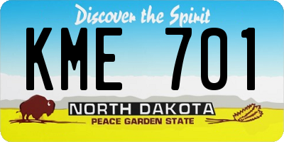 ND license plate KME701