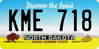 ND license plate KME718